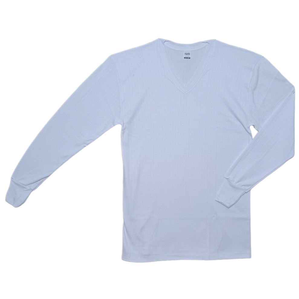 Camiseta interior hombre 731 algodón m/l con felpa y cuello pico de Rapife