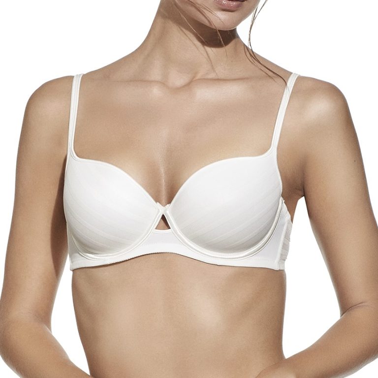 Sujetador Selene Julia copa C, Sujetador con aros y copa de relleno fabricado en fino tul con franjas.