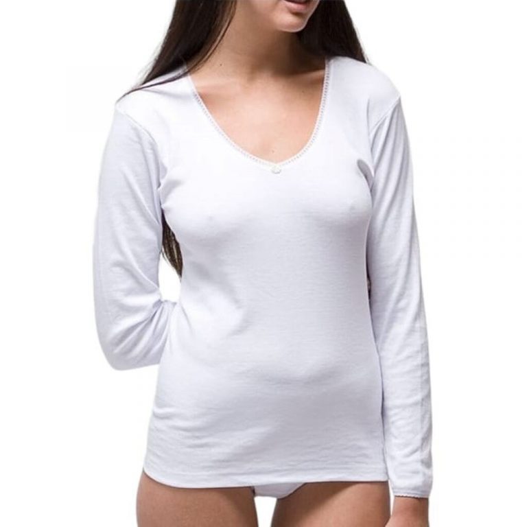 Camiseta interior Rapife 635 De manga larga y cuello pico Fabricada en tejido de algodón-poliéster Con felpa en su interior Ideal para los días fríos de invierno