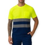 Camiseta Anbor Tokio. Camiseta manga corta Alta Visibilidad de hombre con bandas reflectantes. Bolsillo en pecho y Cuello lycra. ¡Compra Ahora!